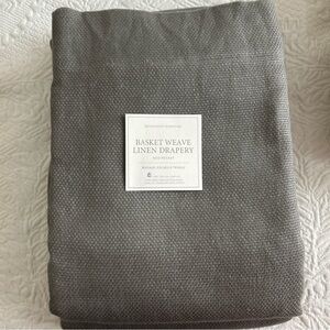 Restoration Hardware FOG Gray Basket Weave Linen Drapery